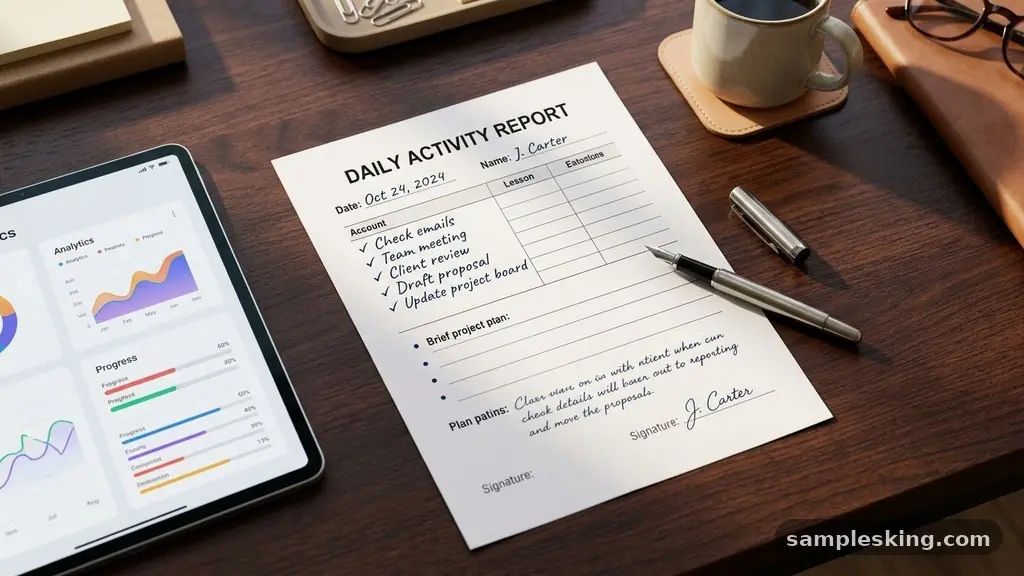 Daily Activity Report Format With a Completed Sample